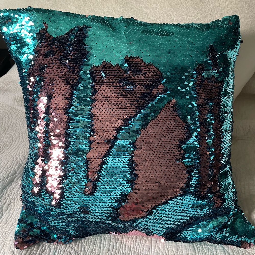 Mermaid shimmer sequin pillow